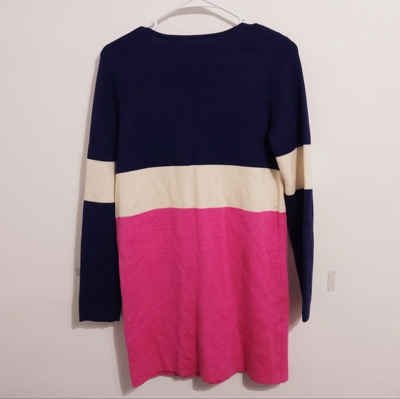 Wool Colorblock Long Sleeved Sweater Mini Dress with front pockets. Size M. - Picture 2 of 5